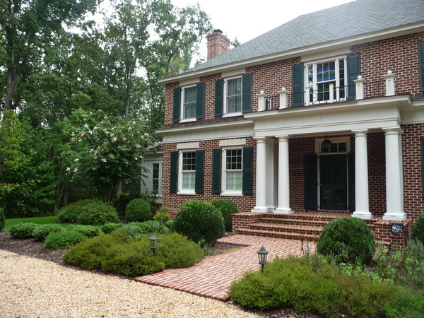 Boxwoods are perfect for this traditional home. : Summer : Richmond VA Landscape Designer: Gardens by Monit, LLC: Monit Rosendale landscape designer Richmond and Charlottesville Virginia and Fredericksburg Virginia and Williamsburg Virginia