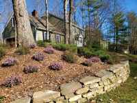 Stone retaining wall. 
