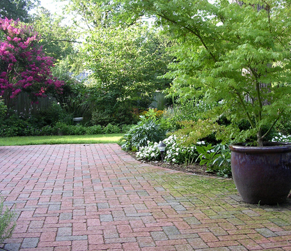 Herringbone brick pavers.