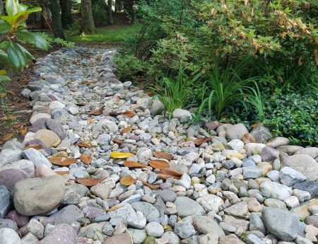 Dry creek bed with brownstone.